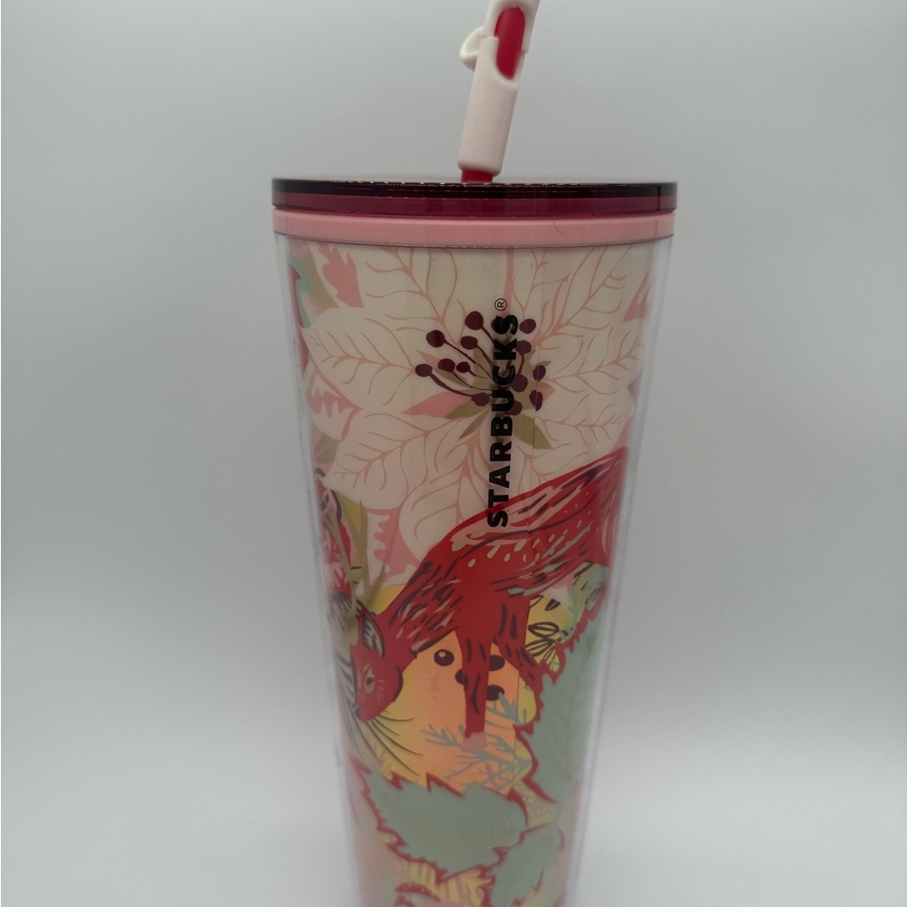 Starbucks 2022 Holiday Enchanted Forest Tumbler Mushroom Straw Top Venti Plastic